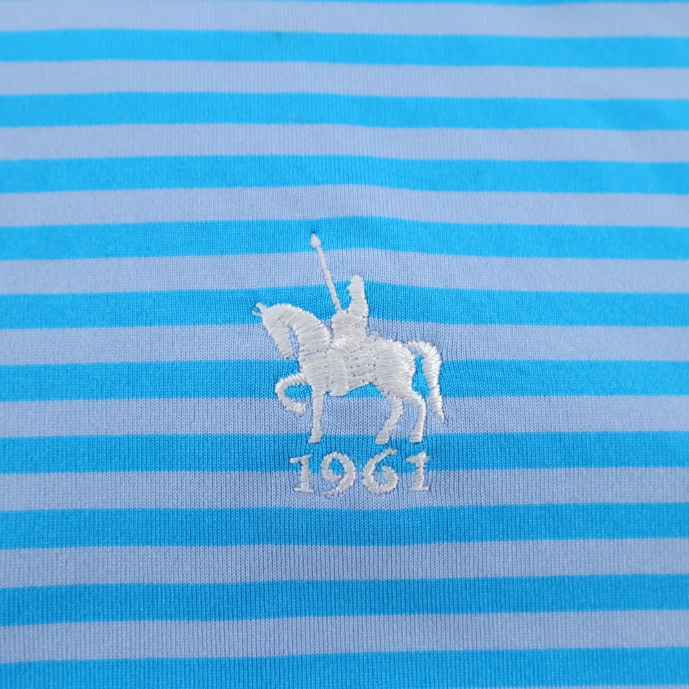 Peter Millar Summer Comfort Striped Polo Shirt Blue Short Sleeve Mens Large - Picture 3 of 8